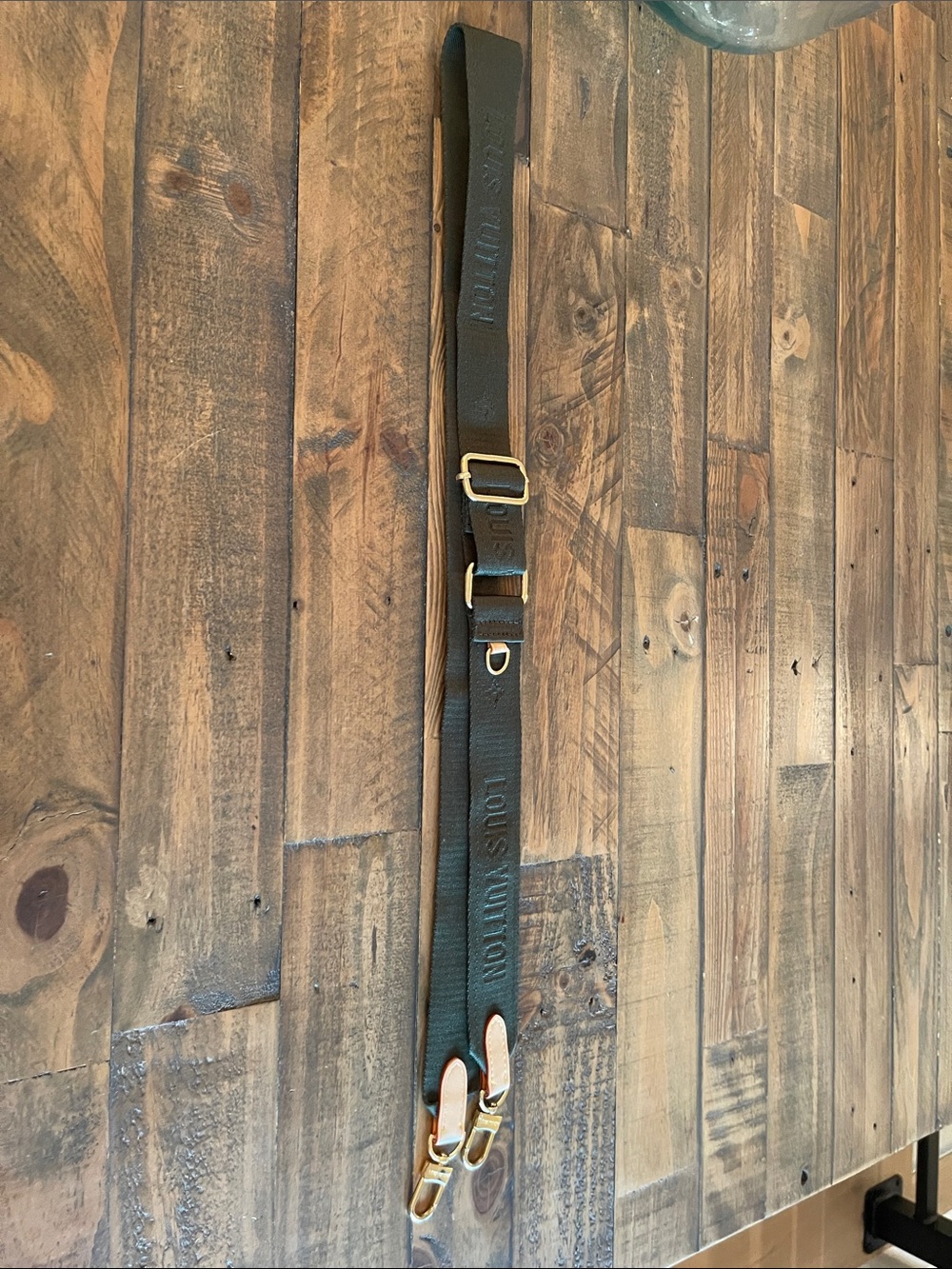 Adjustable crossbody Strap in Dark green with Gold Hardware